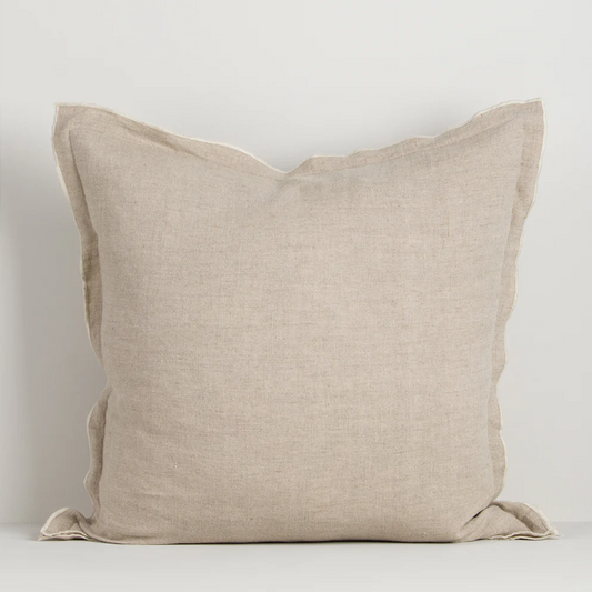A beautifully crafted pure linen cushion featuring a refined double flange detail, designed to bring effortless texture and understated luxury to contemporary interiors.