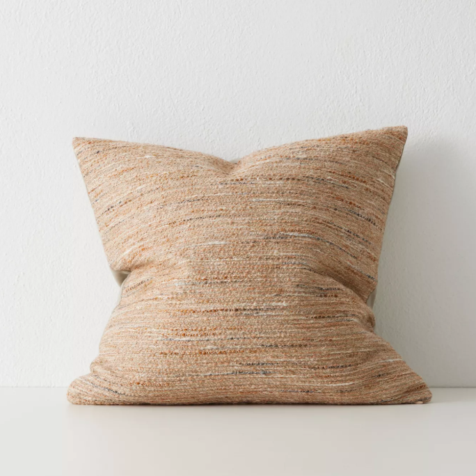 Shop the Vista 50x50cm cushion – a chunky linen and wool blend with bouclé texture, perfect for layered styling or as a sophisticated textural accent.