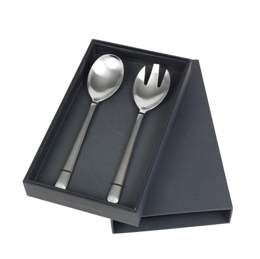 Set of silver Salad Servers. Satin Finish 