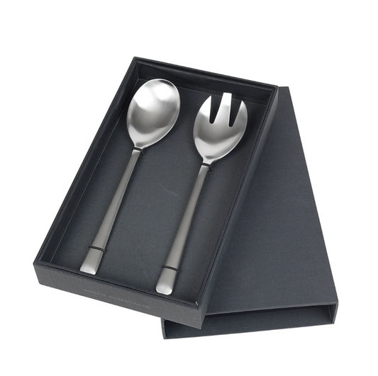 Set of silver Salad Servers. Satin Finish 