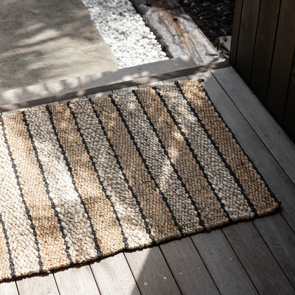 Chatham Rug in handcrafted jute with linear weave pattern