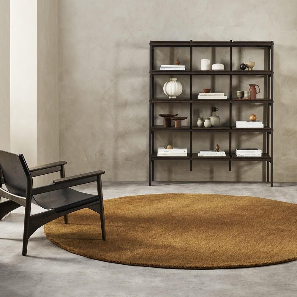 Sandringham Floor Rug by Baya in rich earthen tones, round shape
