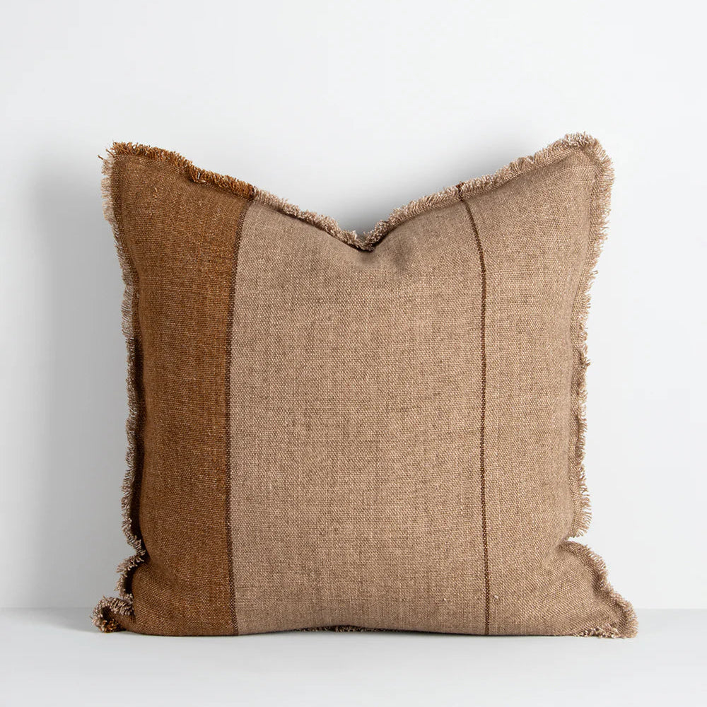 Frankton cushion 50x50cm in ecru and sage linen