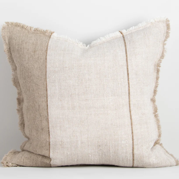 Frankton cushion 50x50cm in ecru and sage linen