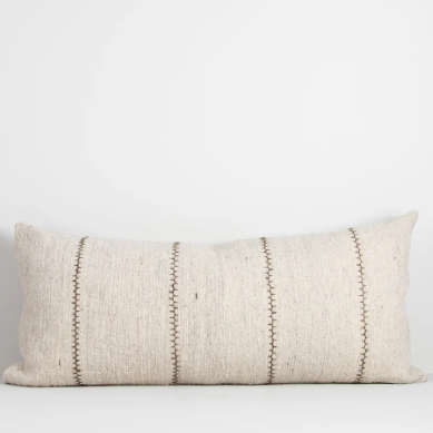 Artisan cotton cushion with khaki Cretan-stitch embroidery – BLACK Concept Store