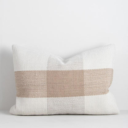Kinley Cushion by Baya in cumin and almond tones, handwoven