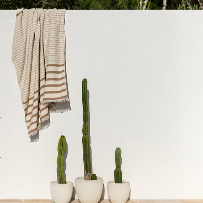 Handwoven eco-friendly throw made from recycled PET yarn