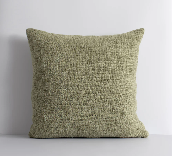 Cyprian Cushion in natural fibre blend with handwoven slub yarns