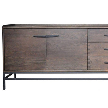 Oak Sideboard with black metal legs and industrial design