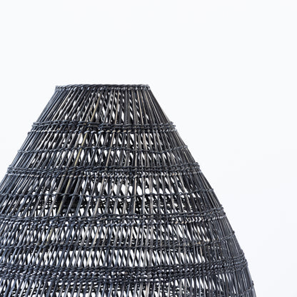 Side view of black rattan pendant light
