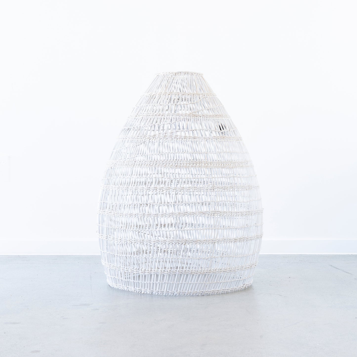 Close-up of organic whitewash rattan weave