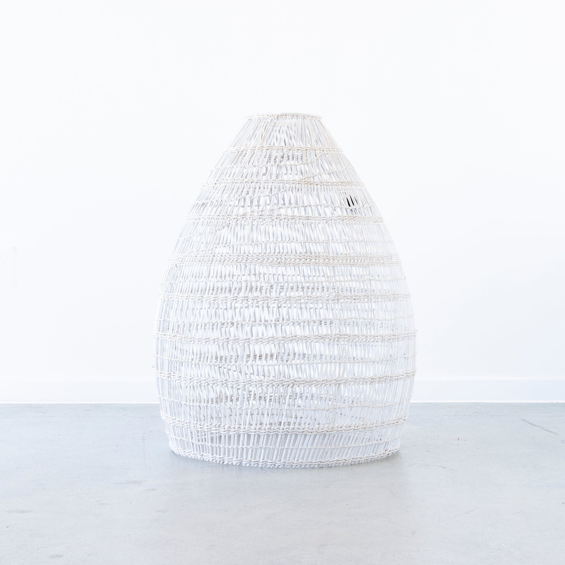 Close-up of organic whitewash rattan weave