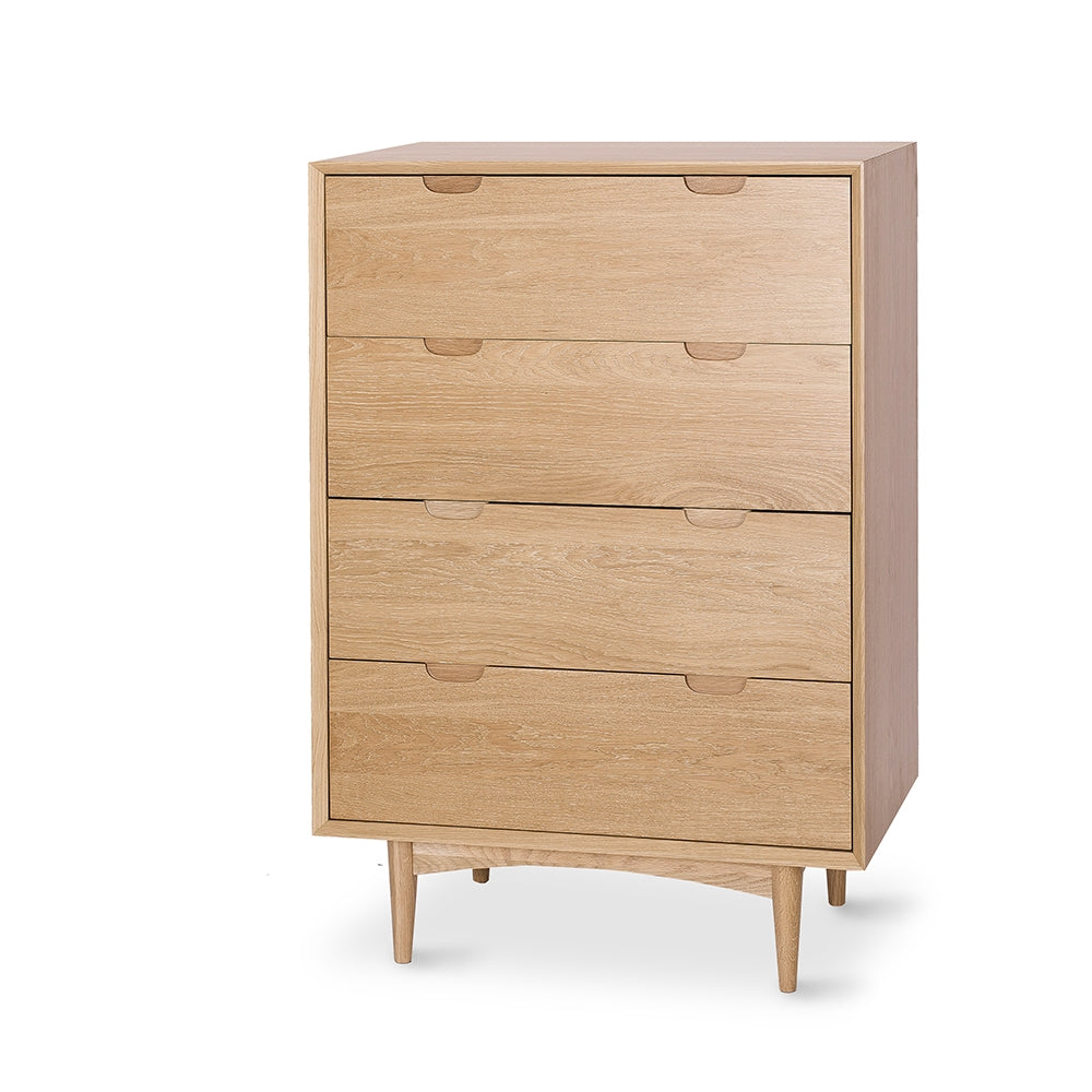 Stylish oak veneer cabinet with feature handles and mitre joints