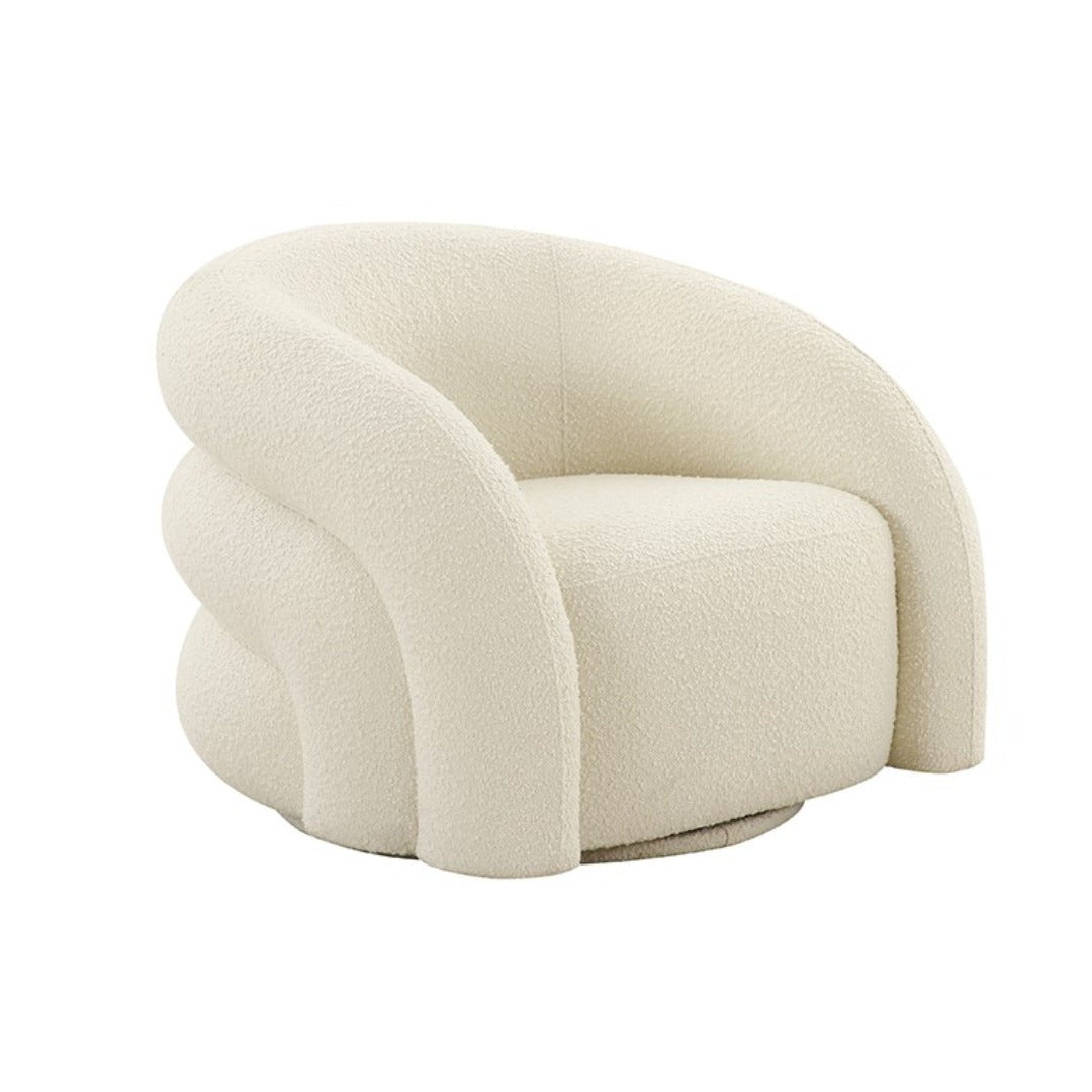 Chicago Swivel Chair in ivory boucle fabric
