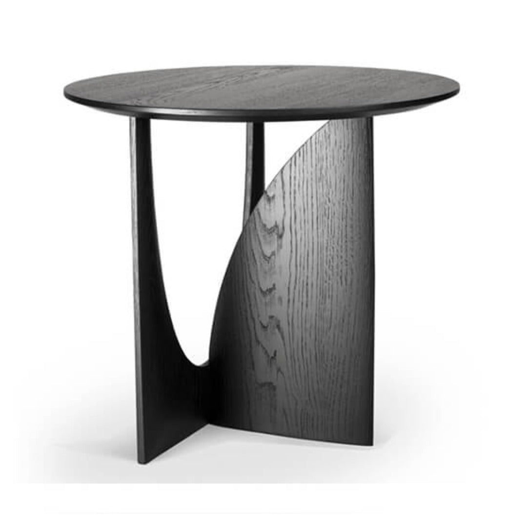Designer accent table with intersecting shapes