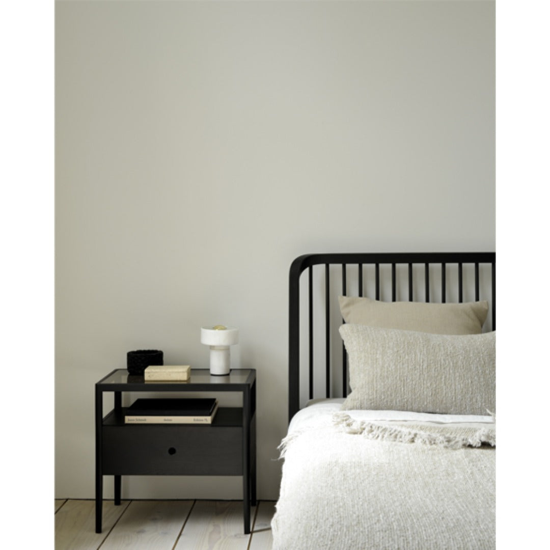 Spindle Bedside Table with glass inlay top and single drawerchristchurch