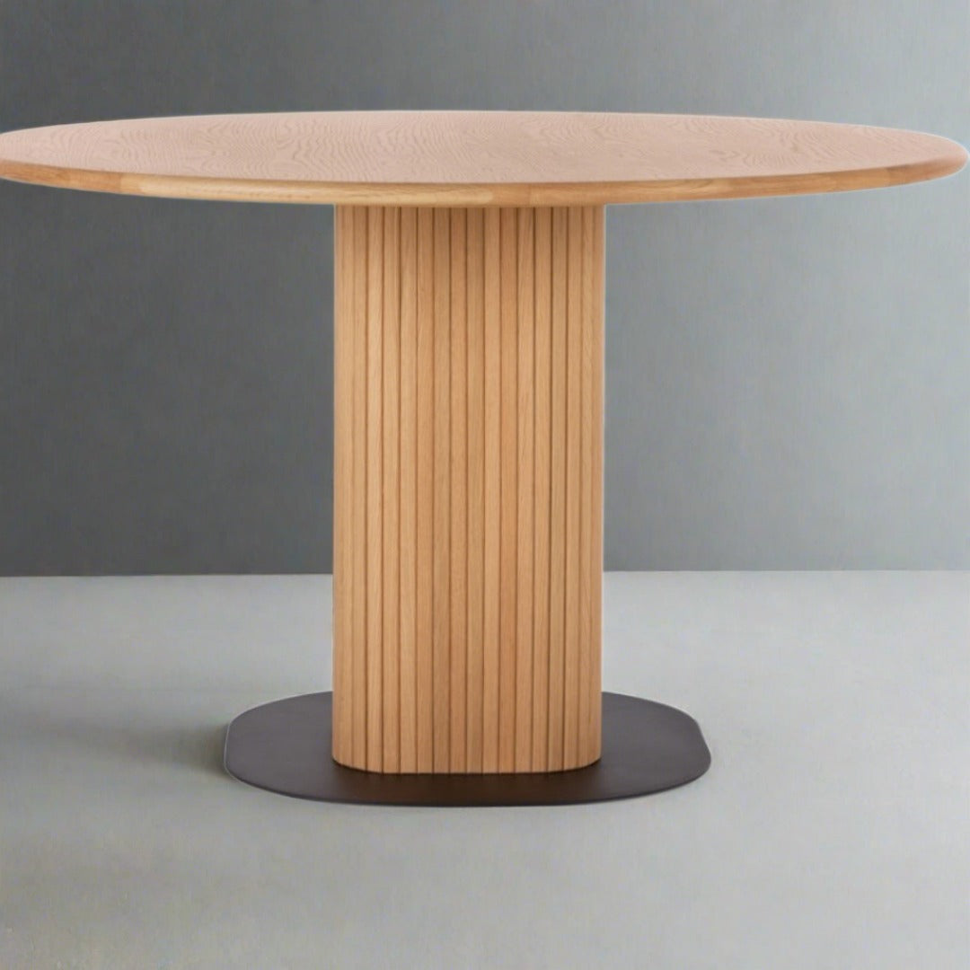 Palliser Round Oak Dining Table with slatted design