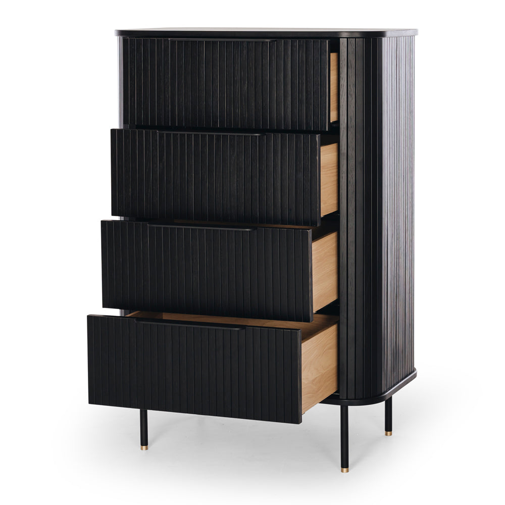 Anders oak slatted bedroom furniture with modern curved design