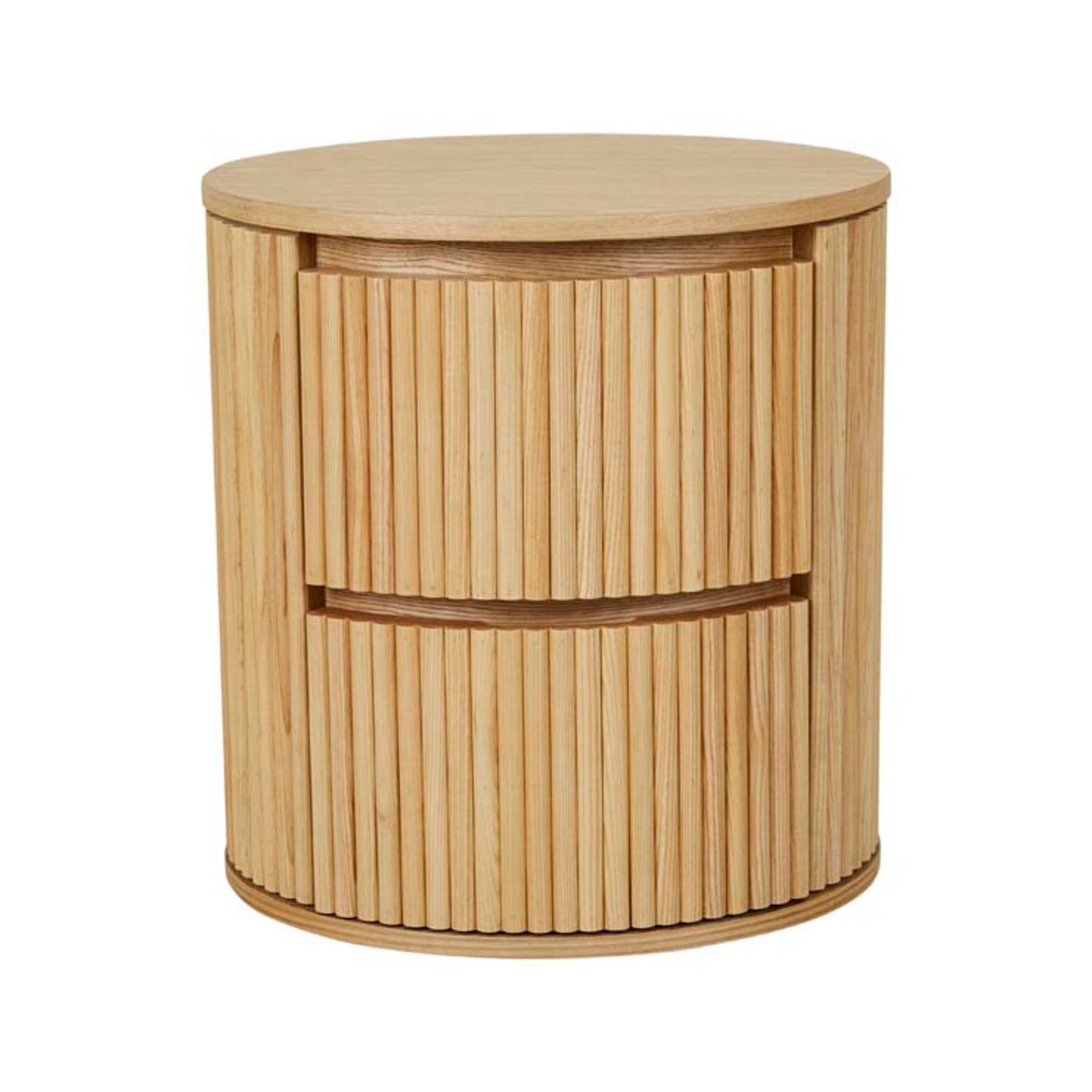 Benjamin Ripple Round Bedside Table with two drawers
