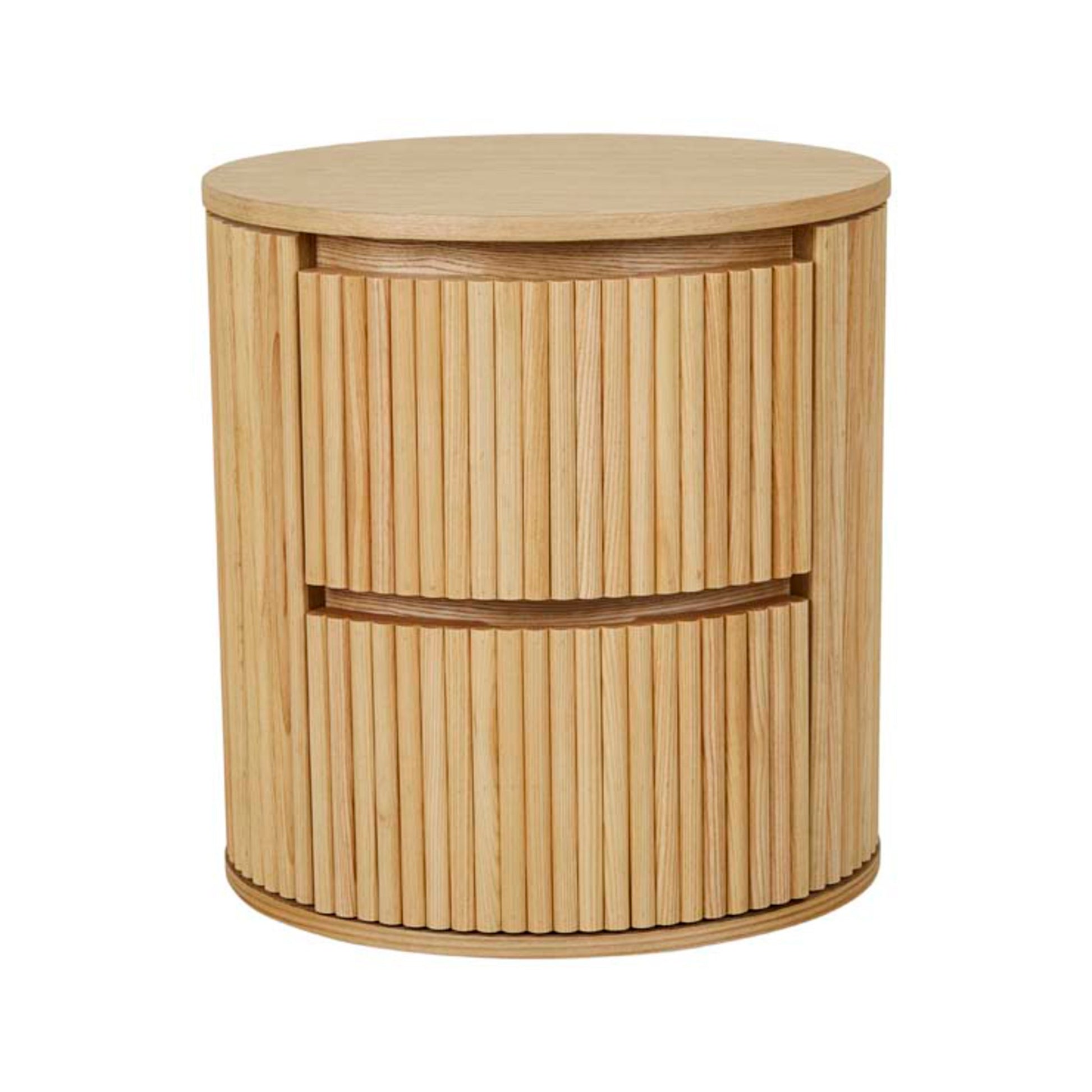 Benjamin Ripple Round Bedside Table with two drawers