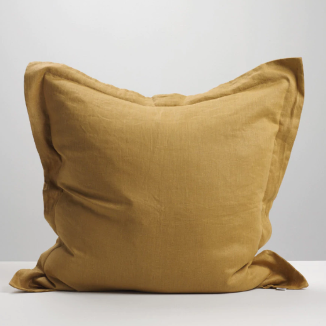 Close-up of soft texture on NZ-made linen pillowcase