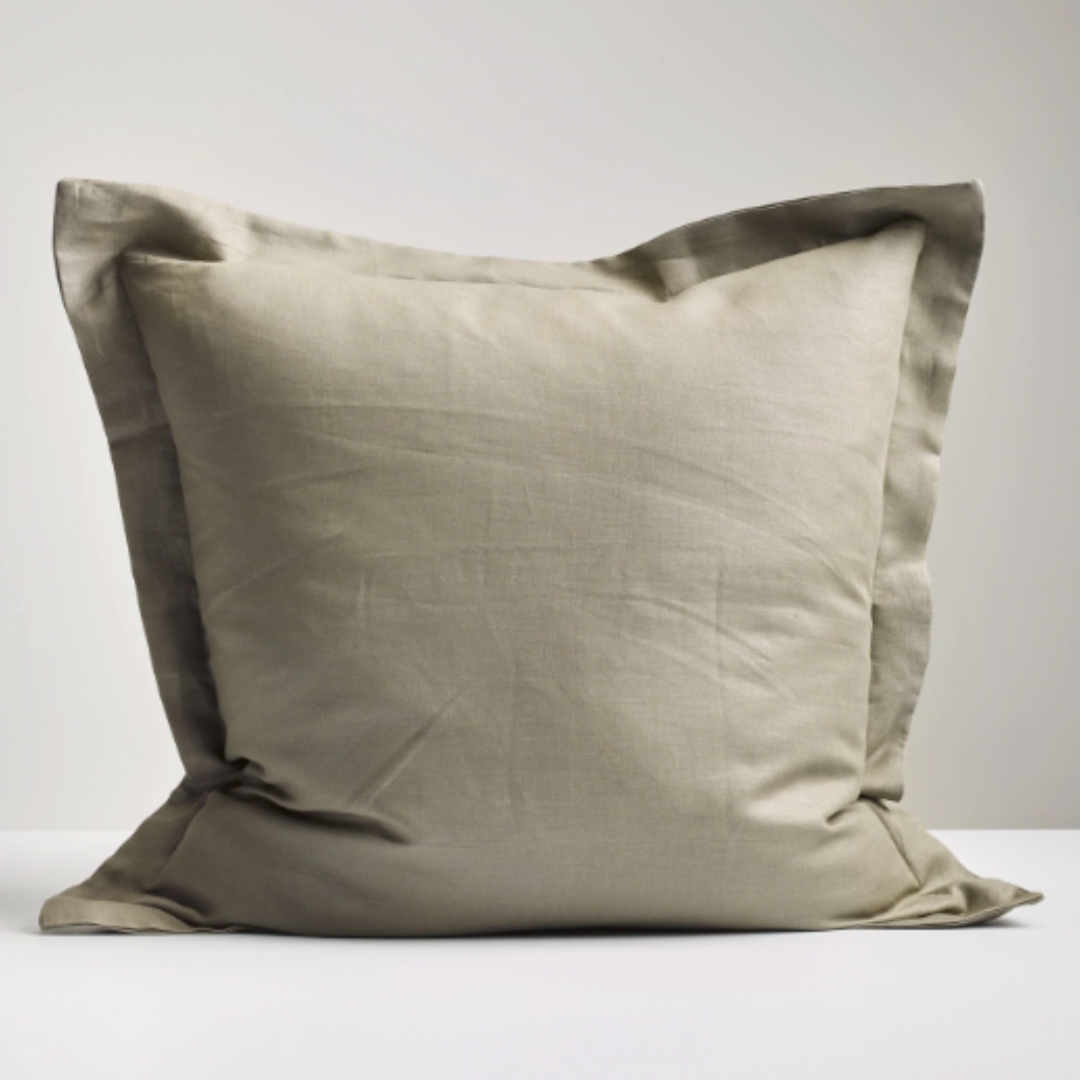 Close-up of soft texture on NZ-made linen pillowcase