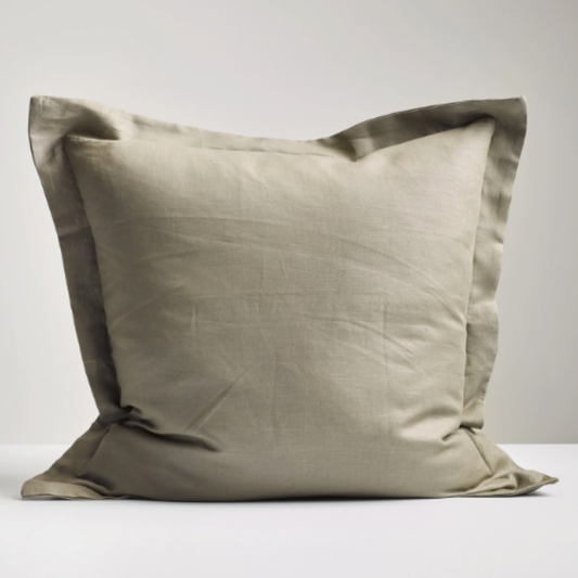 Close-up of soft texture on NZ-made linen pillowcase