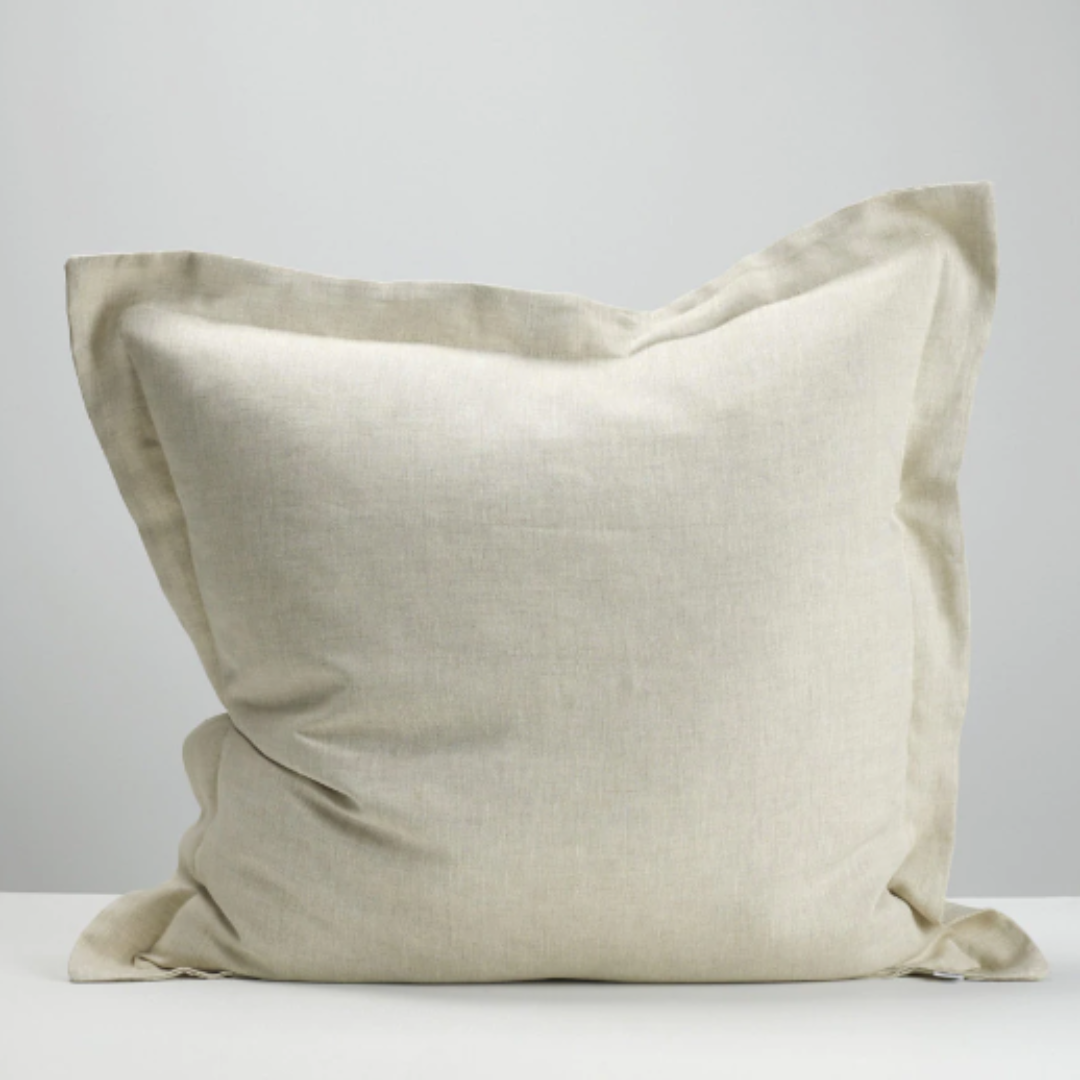 Close-up of soft texture on NZ-made linen pillowcase