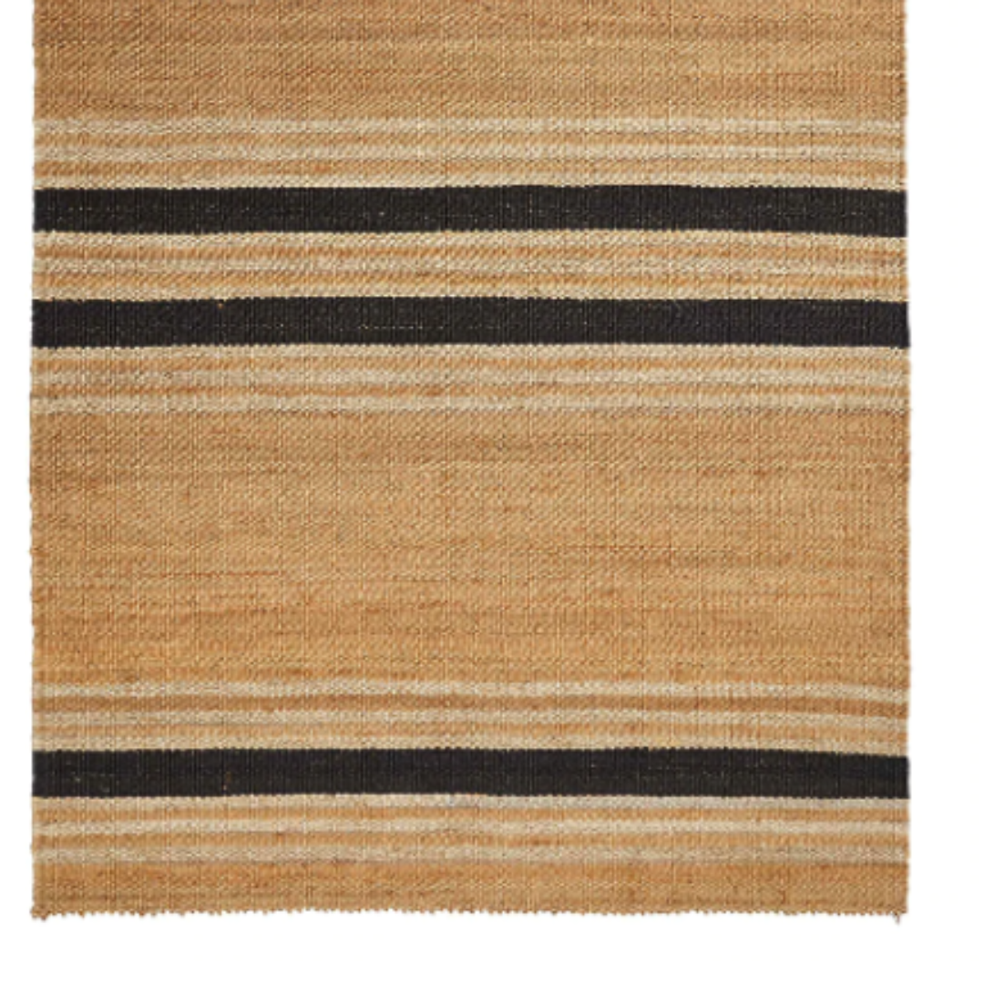 Mirrored stripe jute area rug
