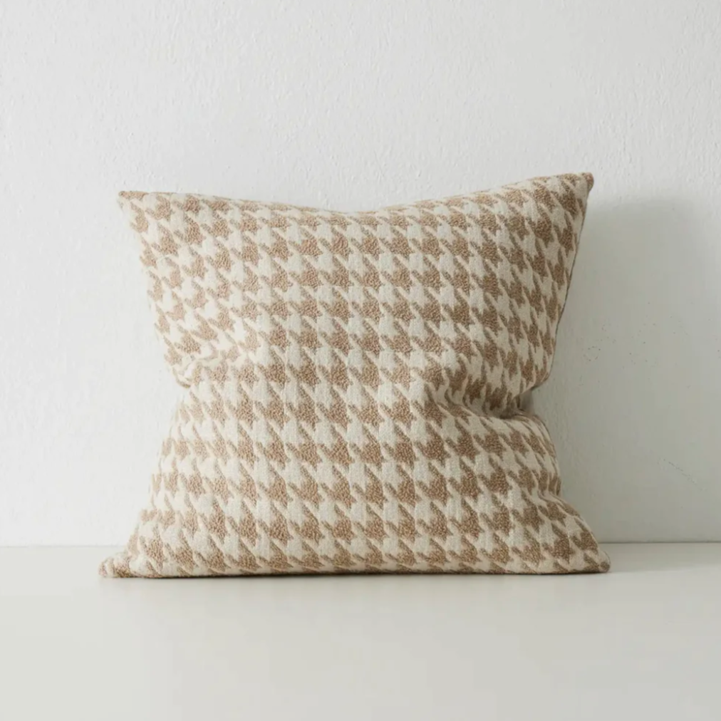 Elegant neutral cushion with premium feather inner
