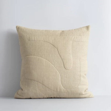 Mila Cushion in nougat with quilted and ribbed design