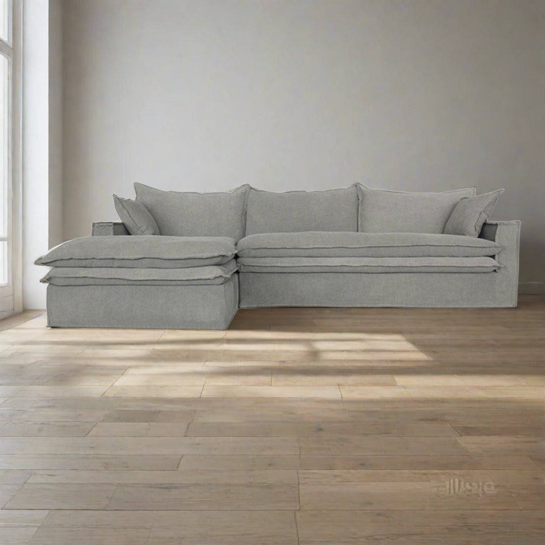 Miami Chaise Lounge sofa with feather-filled cushions