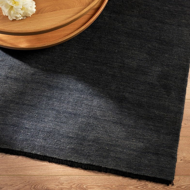 Sandringham loom-knotted floor rug in deep navy