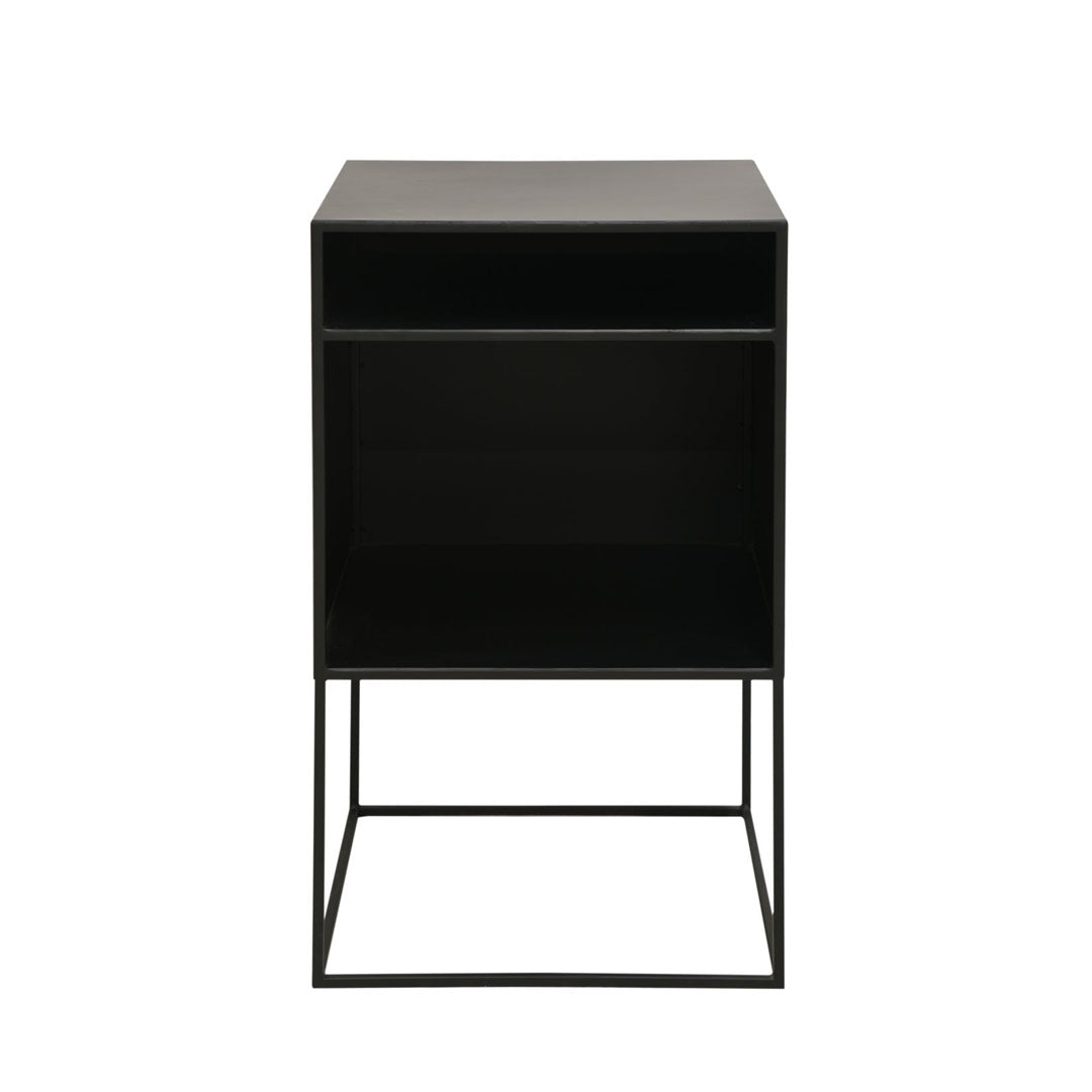 Studio Metal Bedside Table in black painted metal